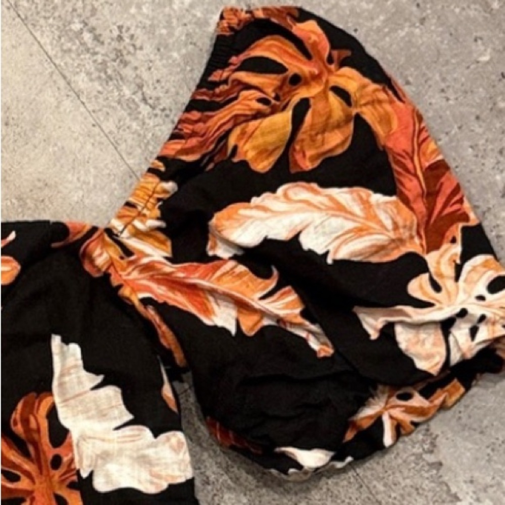 MINKPINK Tropical Black and Orange Crop Top